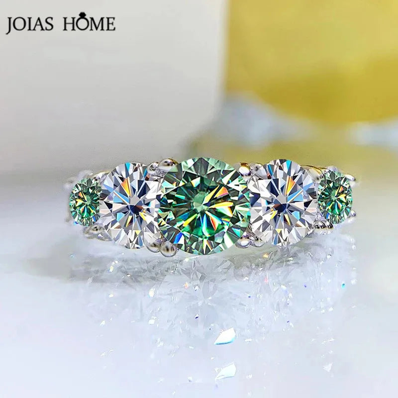 Joias casa 18k banhado 3.6ct todos os anéis de moissanite para mulheres 5 pedras espumantes diamante aliança de casamento s925 joias de prata esterlina