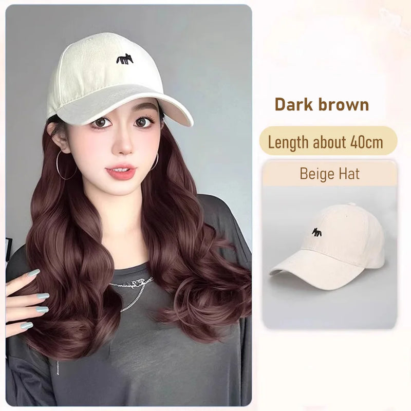 synthetic 30/40cm45cm wig baseball cap long straight hair wig duck tongue cap bobble head curly hair ponytail bob Christmas gift