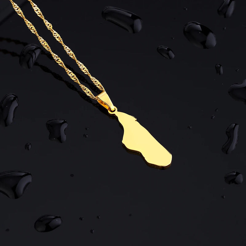 Fashion Madagascar Map City Pendant Necklace Stainless Steel African Men Women Ethnic Map Jewelry Gift