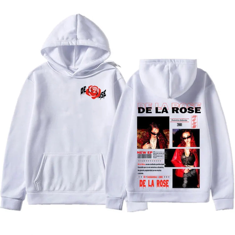 De La Rose Album Trendy Double Sided Print hoodies Mens High Quality trendy gothic Oversized popluar pullover Casual Sweatshirts