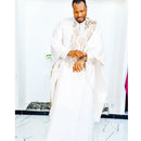 Roupas africanas para homens tradicionais Bazin Riche bordado design top manga comprida conjunto de 3 peças