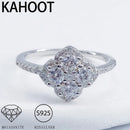 Anel de moissanite de prata esterlina s925 de 0,4 quilates com design de trevo de quatro folhas joias de prata pura