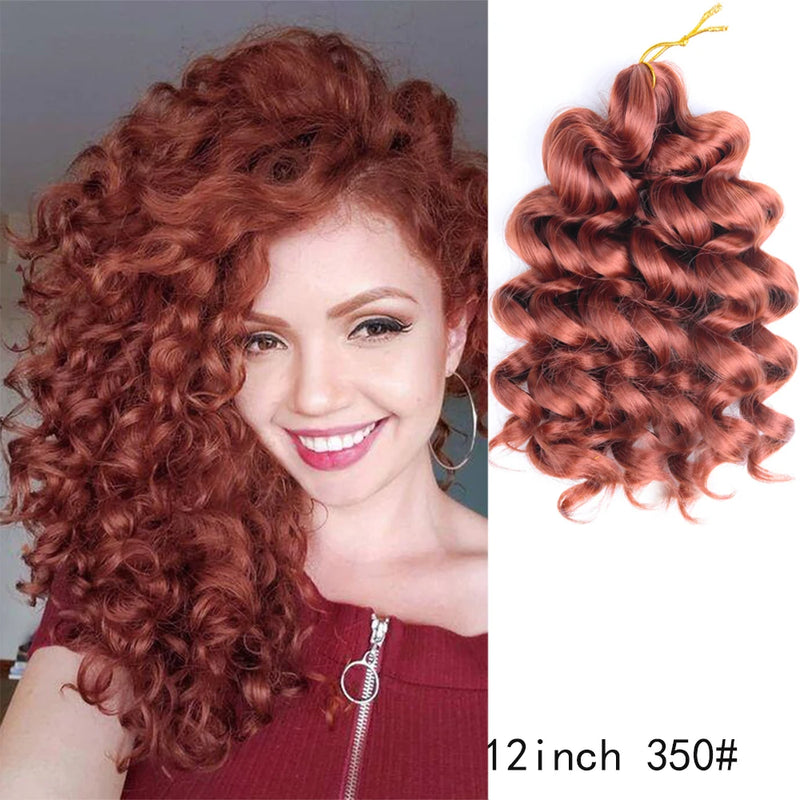 12Inch Water Wavy Synthetic Crochet Hair Ombre Hawaii Afro Curls Braiding Hair Extensions For Women Ocean Wave Hair