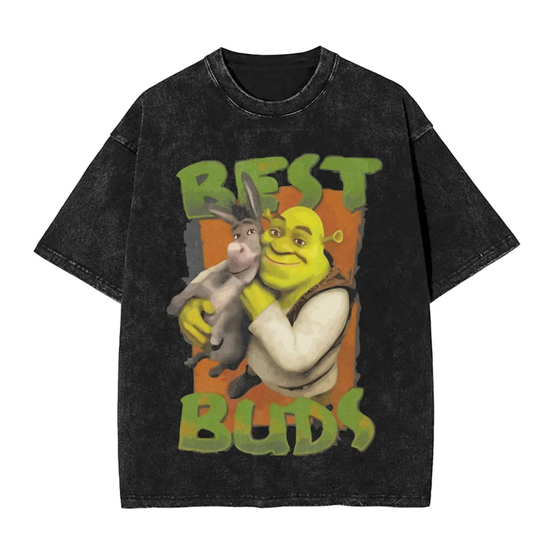 Swamped Shrek T Shirt Summer  Aesthetic T-Shirts Casual Trendy Cool Tshirt For Couple Short-Sleeved Design Top Tees
