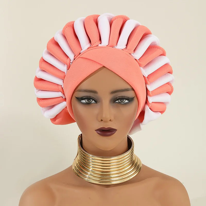Handmade Africano Auto Gele Headties, Tampas de Turbante Feminino, Envoltório de Cabeça das Mulheres, Aso Oke, Chapéus de Casamento Nigeriano Tradicional, Ready to Wear