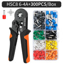 Hexagonal Auto-Ajustável Ratchet Virola Crimping Tool Kit, Crimper Kit com Mangas Virola, Terminais de Fio, 23-7AWG, 0.25-10 mm2