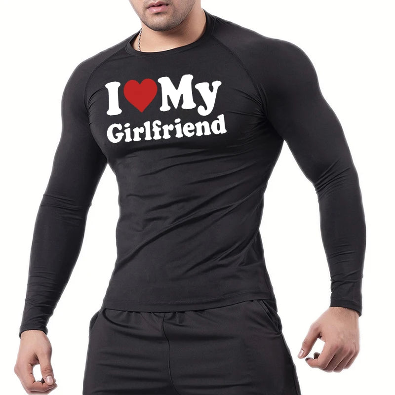 Camisa de compressão gráfica masculina, Ginásio Treino, Atlético, Quick Dry Tshirts, Primavera, Outono, Formação, Corrida, Camisola, Baselayer Tops