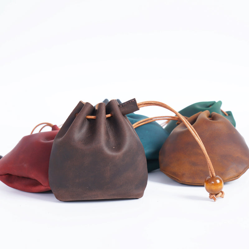 Medieval Steampunk Leather Drawstring Coin Bag Nordic Viking Pirate Purse Jewel Pouch Renaissance Accessory for Women Men