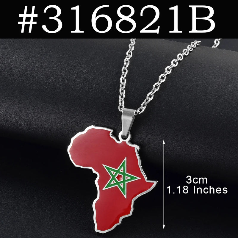 Anniyo 3CM Hip-hop Africa Map Pendant Necklaces Stainless Steel Algeria Morocco Egypt Tunisia Libay Jewelry