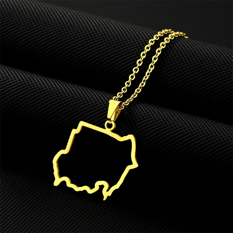 The Republic of South Sudan Map Flag Pendant Necklaces Silver Color/Gold Color Enamel Jewelry South Sudanese Maps Ethnic Gifts