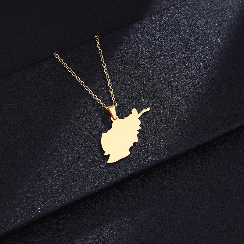 stainless steel Afghanistan map necklace couple style ethnic style popular personality dripping titanium steel