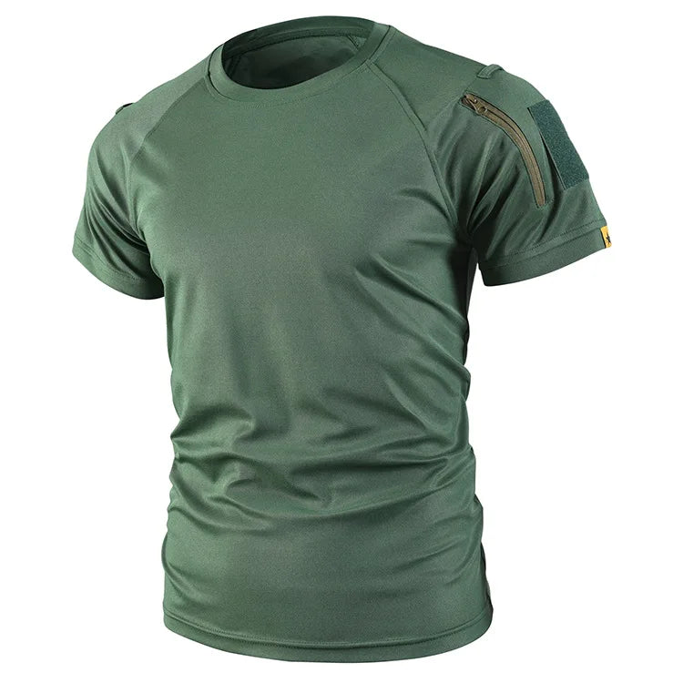 Tactical Short Sleeve T-Shirt Army Military Men's Athletic Tops Workout Gym Training T Shirt Quick Dry Outdoor Hiking Shirt