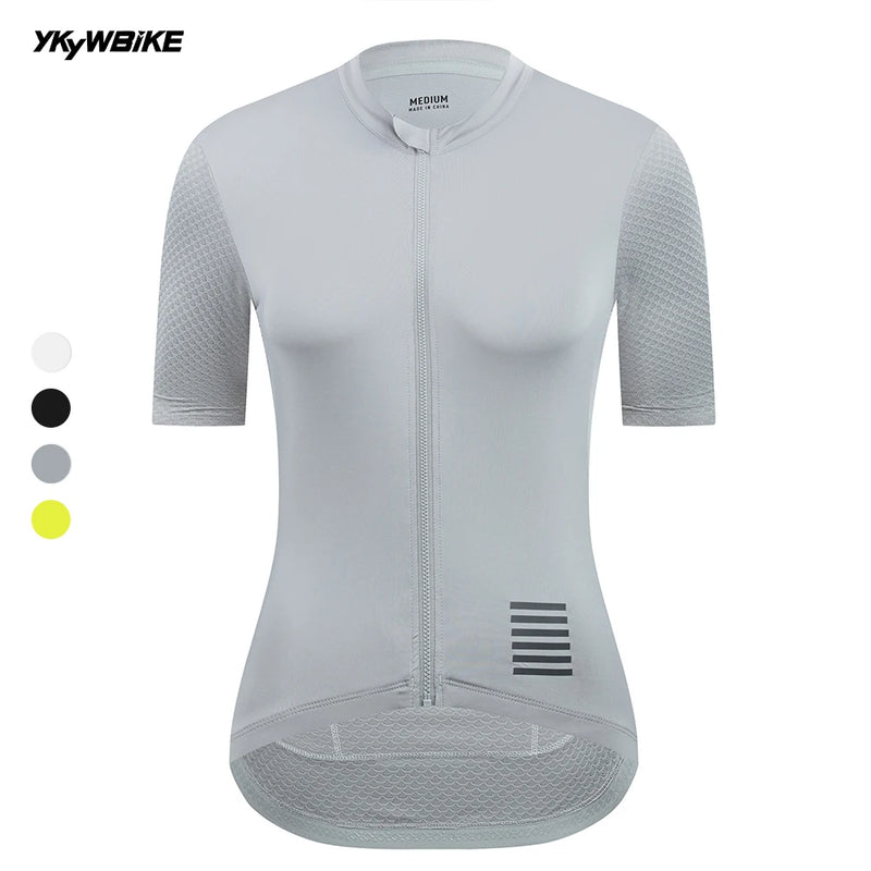 Ykywbike camisa de ciclismo feminina manga curta magro camisa de bicicleta de estrada camisa pro equipe roupas de ciclismo respirável