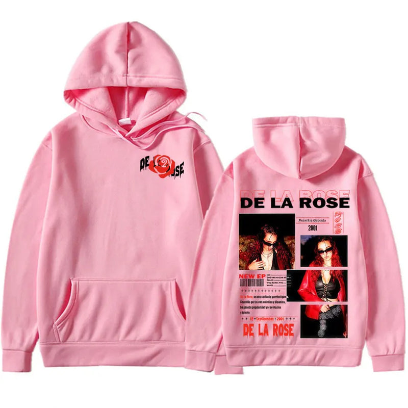 De La Rose Album Trendy Double Sided Print hoodies Mens High Quality trendy gothic Oversized popluar pullover Casual Sweatshirts