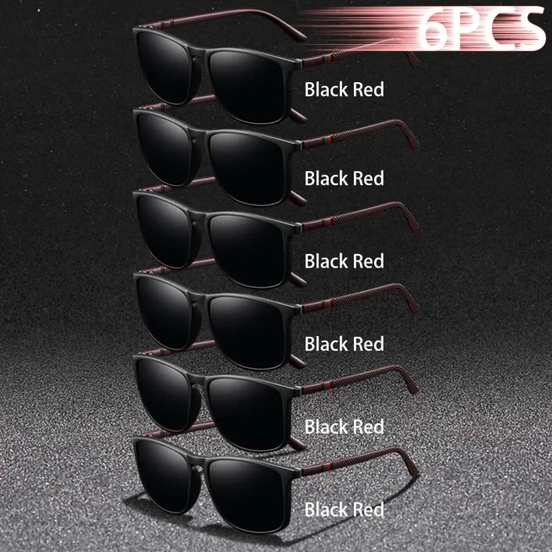 6 pçs moda quadrado uv400 óculos de sol das mulheres dos homens condução pesca caminhadas colorido na moda leve ao ar livre óculos