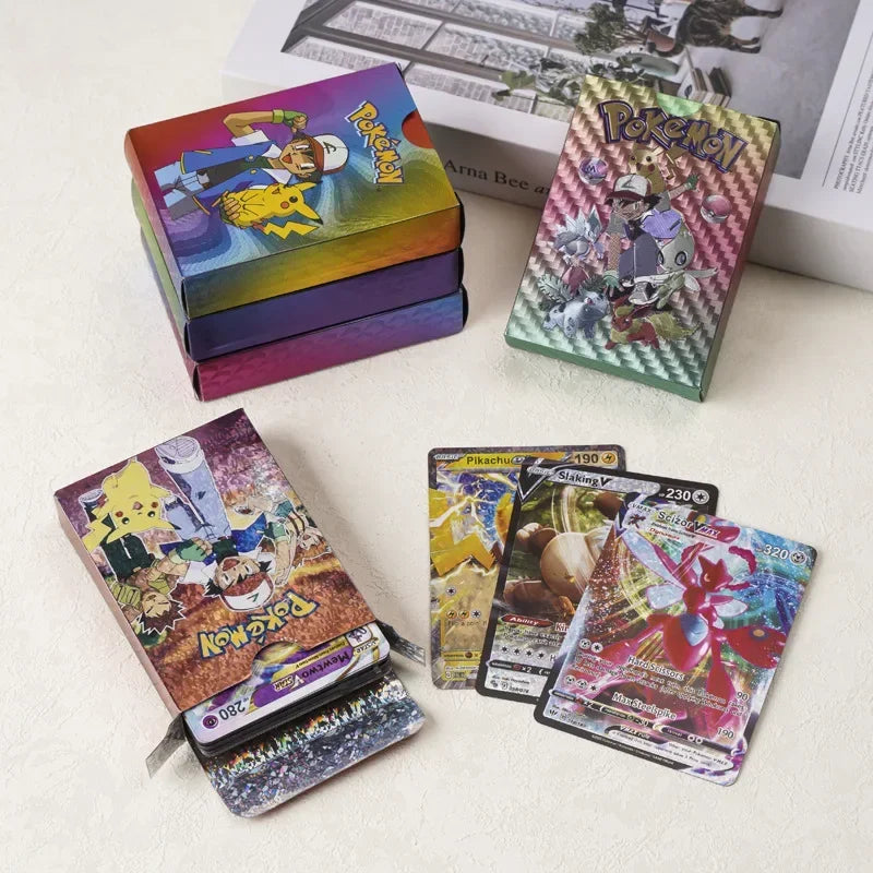 55PCS Pokemon Gold Foil Colorful Card Charizard Pikachu Arceus Silver Rainbow English VSTAR VMAX Card Gift
