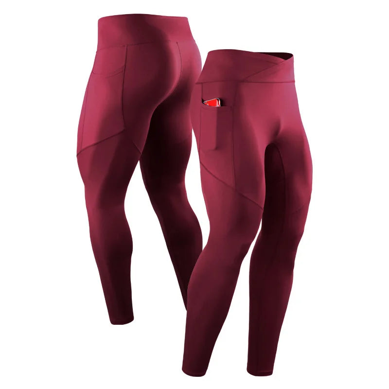 Summer Spring Autumn Men Running Tights GYM Pocket Pants Male Basketball Football Soccer Fitness Exercise Sport Long Leggings 24