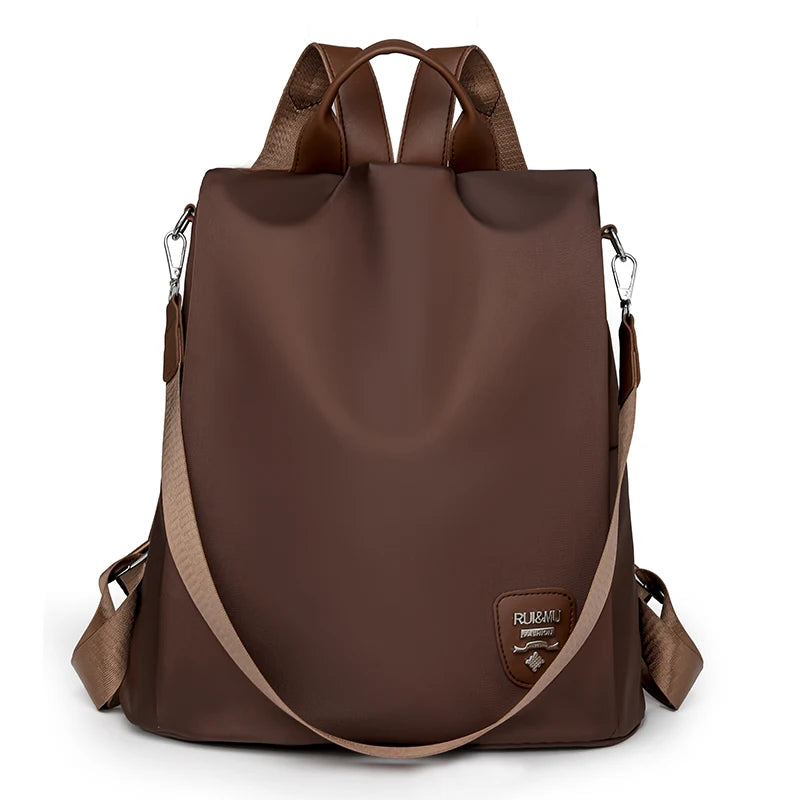 New Multi Functional Womens Backpack Large Capacity Nylon Material Women Anti Theft Bookbag Trendy Retro Female Shoulder Bag Sac