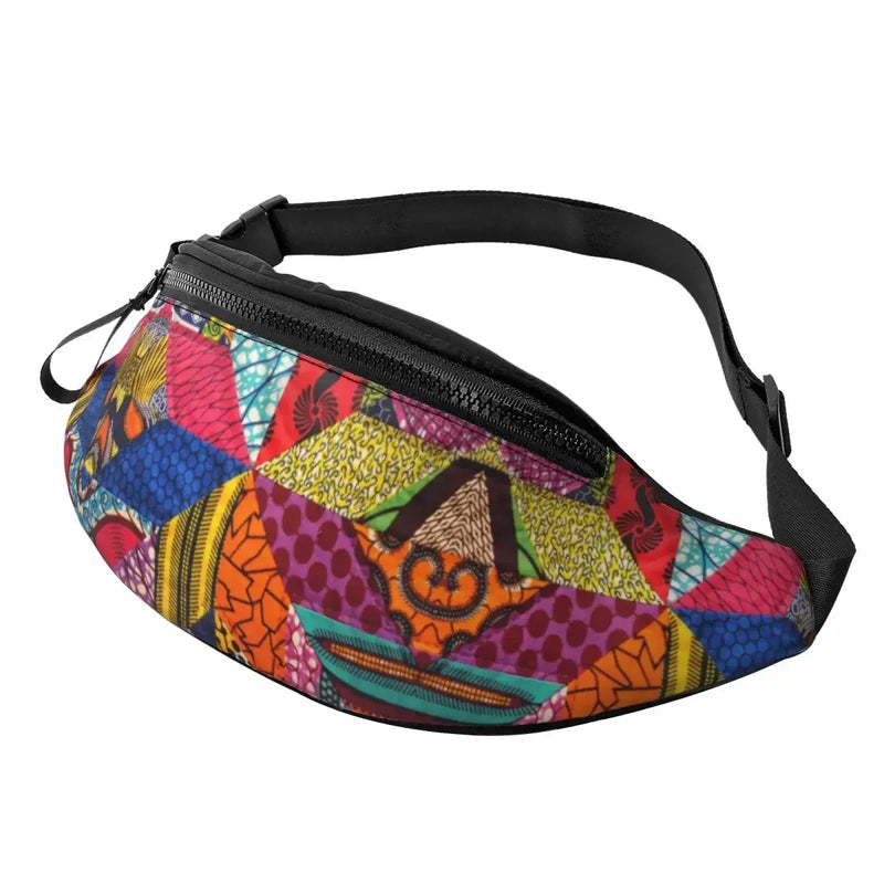 African Kente Cloth Design Fanny Pack for Men Women Africa Ethnic Pattern Crossbody Waist Bag Cycling Camping Phone Money Pouch