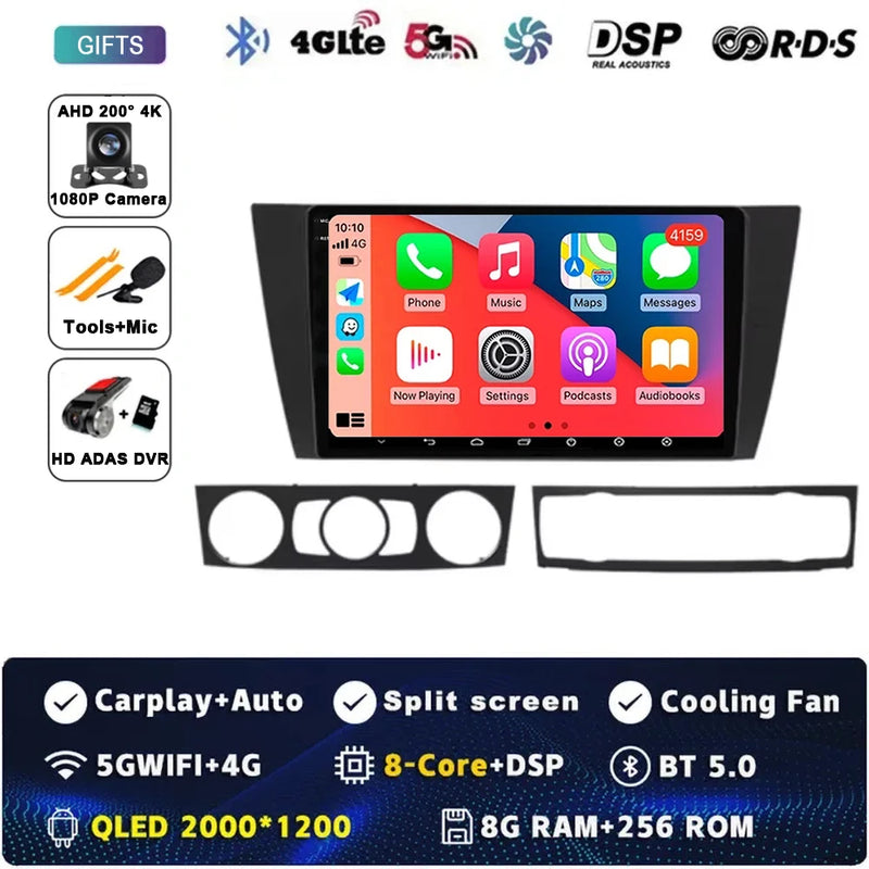 9" Car Radio Wireless CarPlay Android 15 For BMW 3-Series E90 E91 E92 E93 2005 - 2013 Auto Car Intelligent Systems AutoRadio
