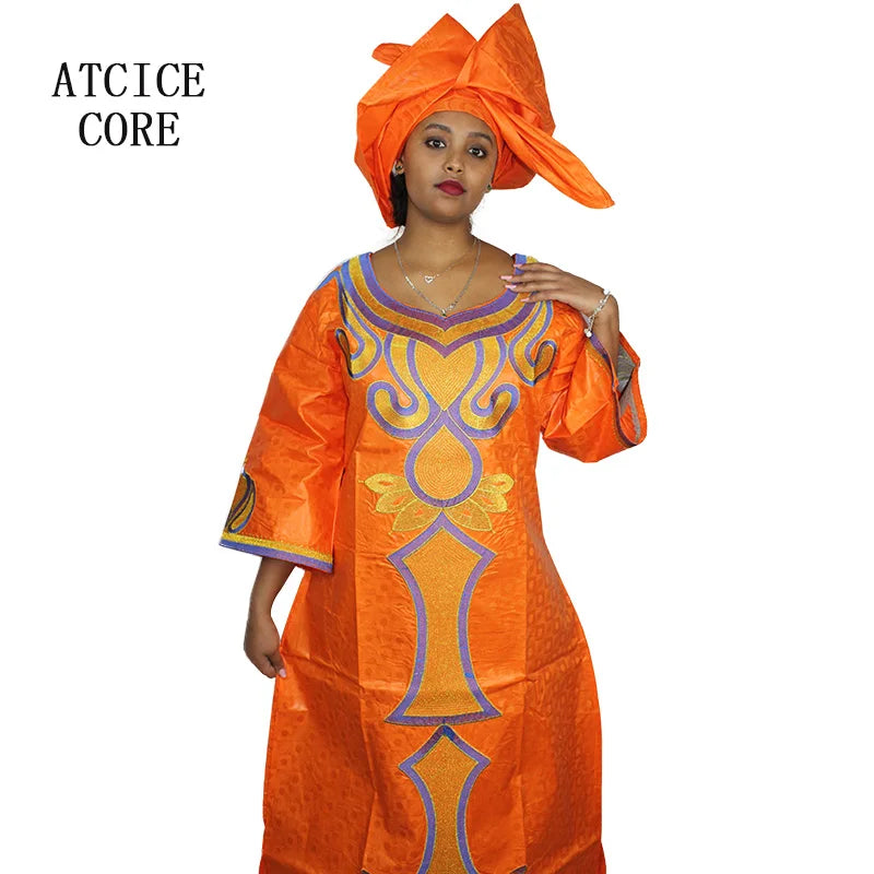 Vestidos Africanos para Mulher, Conjuntos de roupas, Bazin Riche, Bordado Design, Vestido longo