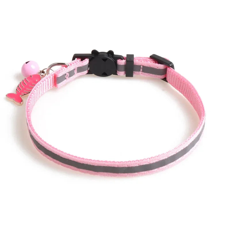 Pet Collar Colorful Reflective Cats Dog Collars with Bell Adjustable Pet Collar for Small Dogs Collars with Bells Pet Supplies