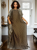 Elegante plus size praia Abaya férias e traje casual, vestido maxi solto