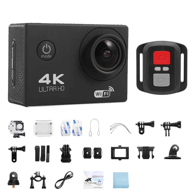 Câmera de ação 4k 1080p/30fps wifi 2.0 "170d subaquática à prova d'água capacete câmera de gravação de vídeo câmeras esportivas ao ar livre mini cam