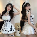 Lolita anime cosplay traje empregada role play lingerie sexy coelho vaca roleplaying dupla camada kawaii vestido de festa perna banda conjunto