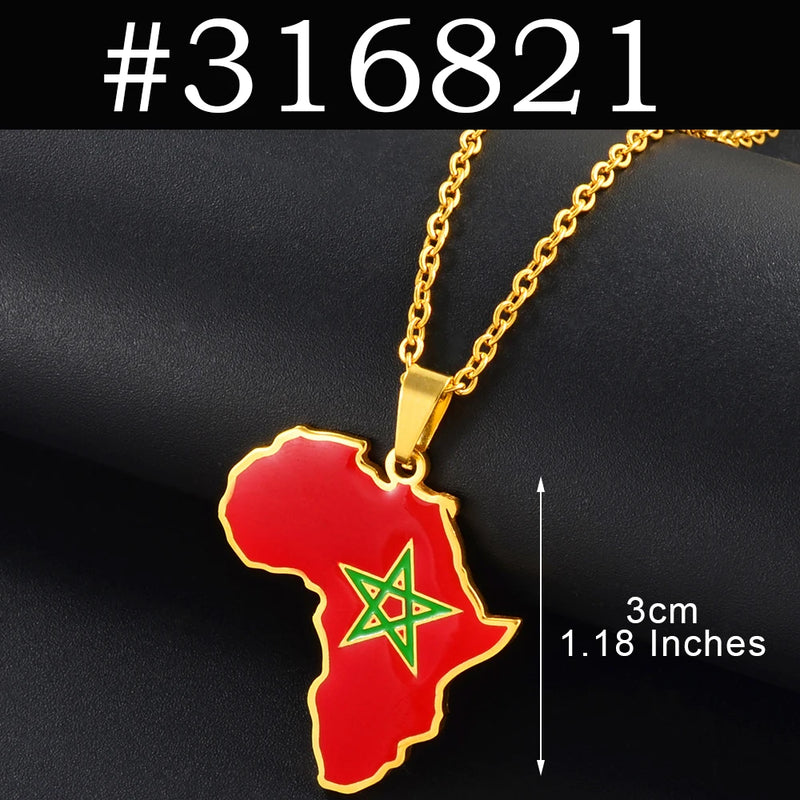 Anniyo 3CM Hip-hop Africa Map Pendant Necklaces Stainless Steel Algeria Morocco Egypt Tunisia Libay Jewelry