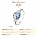 Potiy bonito redondo natural 1.5ct céu azul topázio halo anel para seu cocktail anel 925 prata esterlina para mulher pedras de aniversário diárias gi