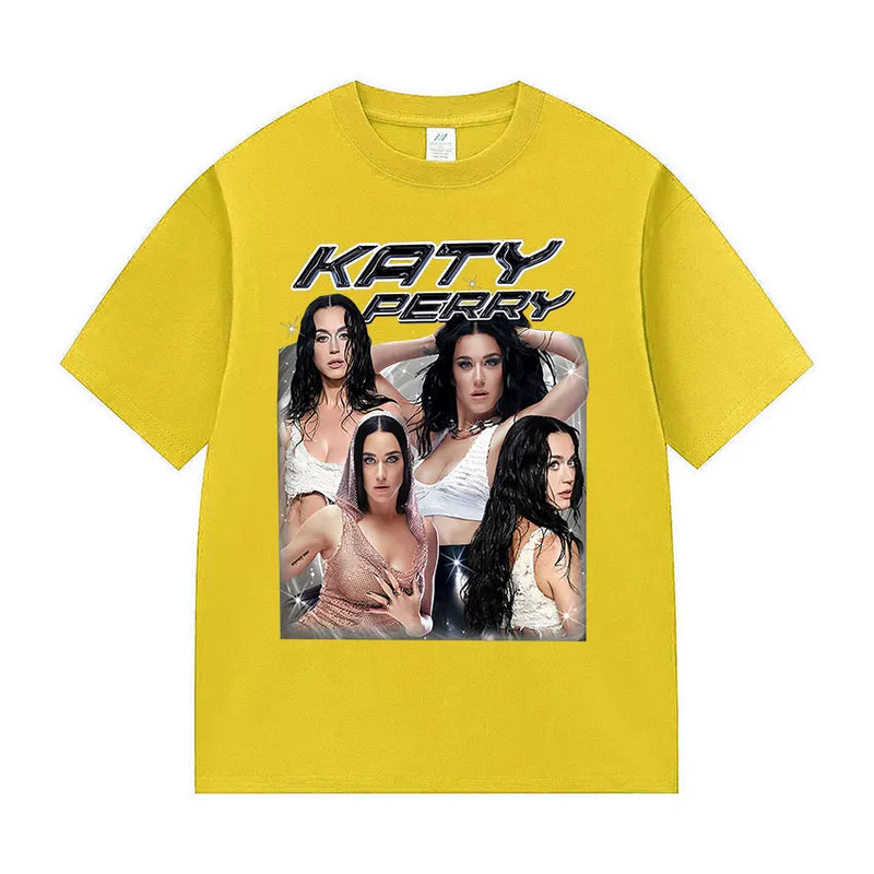 Singer Katy Perry The Lifetimes Tour 2025 Graphic T-Shirt Men Women's Fashion Harajuku T-Shirts Vintage Oversized Cotton T Shirt