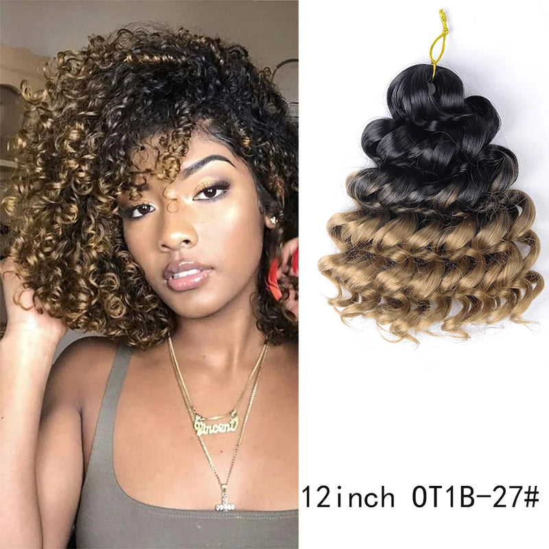 12Inch Water Wavy Synthetic Crochet Hair Ombre Hawaii Afro Curls Braiding Hair Extensions For Women Ocean Wave Hair