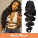 100% cabelo humano cordão rabo de cavalo extensão onda de água clipe de rabo de cavalo em extensões de rabo de cavalo