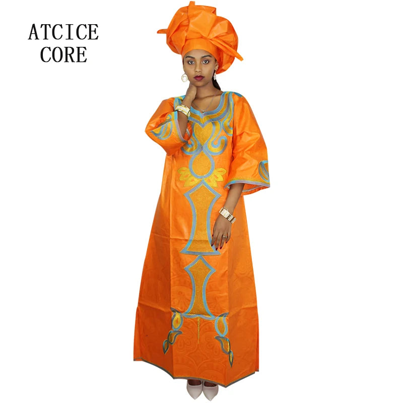 Vestidos Africanos para Mulher, Conjuntos de roupas, Bazin Riche, Bordado Design, Vestido longo