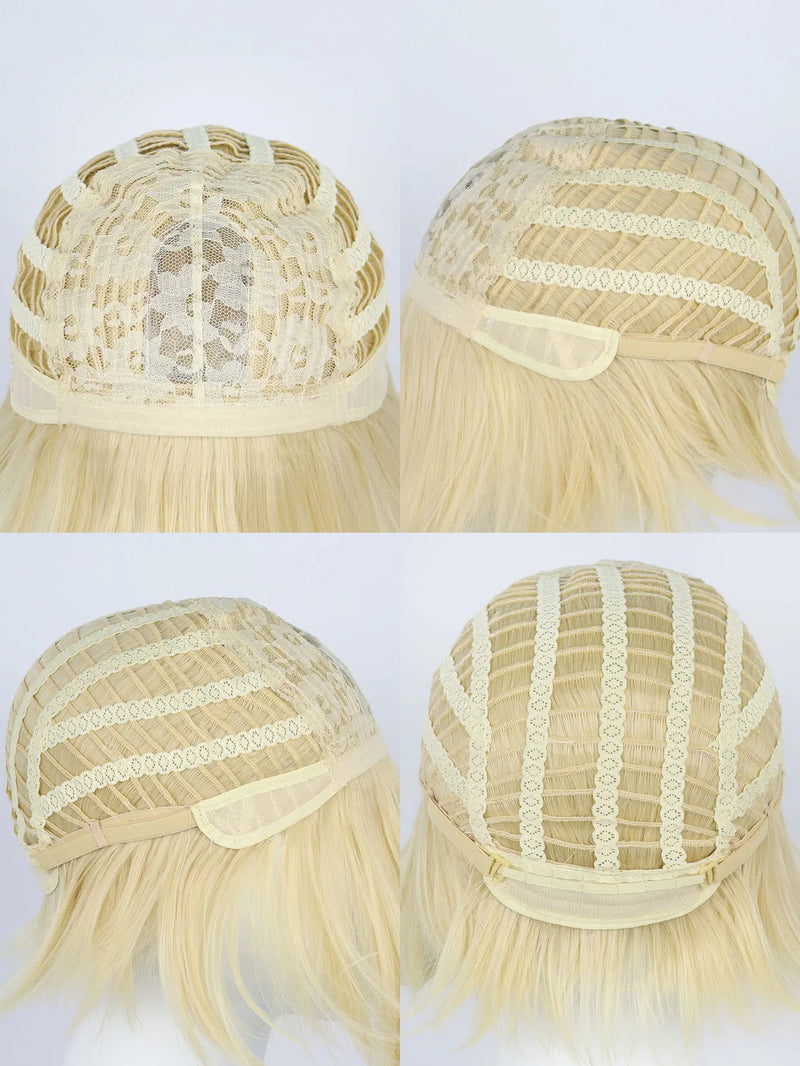 Sintético dourado curto reto 2 tigre clipe cosplay peruca traje feminino