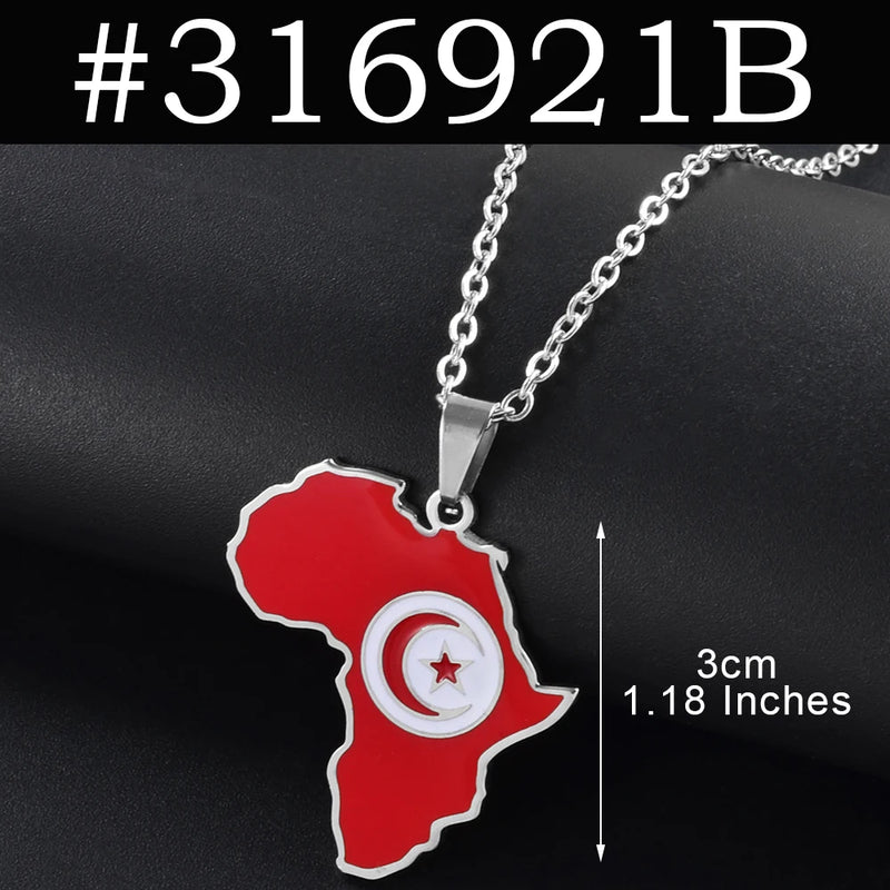 Anniyo 3CM Hip-hop Africa Map Pendant Necklaces Stainless Steel Algeria Morocco Egypt Tunisia Libay Jewelry