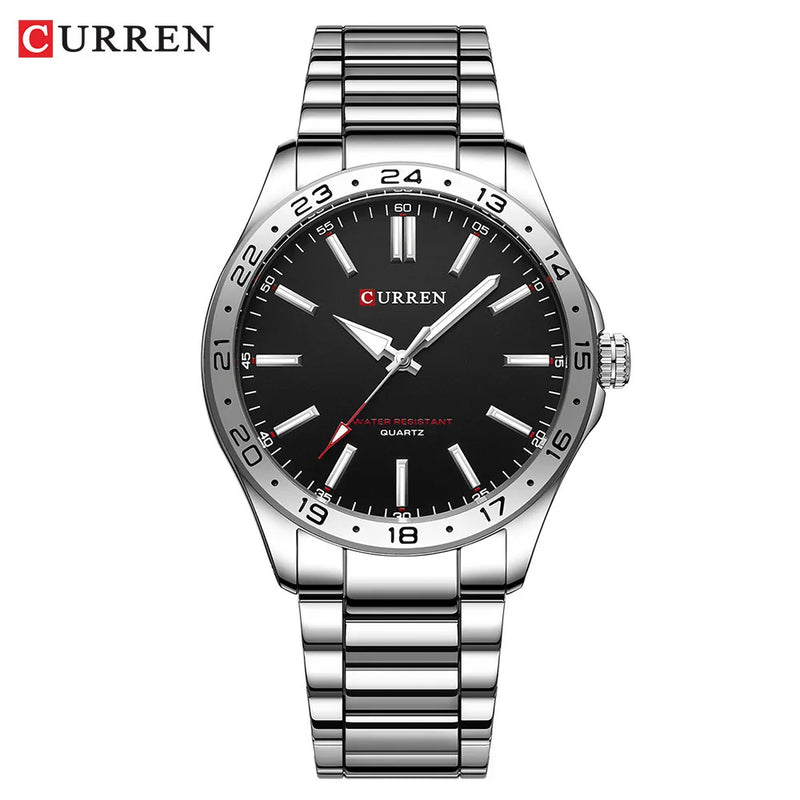 Curren 8452 prata branco presente quartzo homem de negócios relógio de pulso masculino relógio de quartzo simples luxo militar do exército à prova dwaterproof água relógio masculino