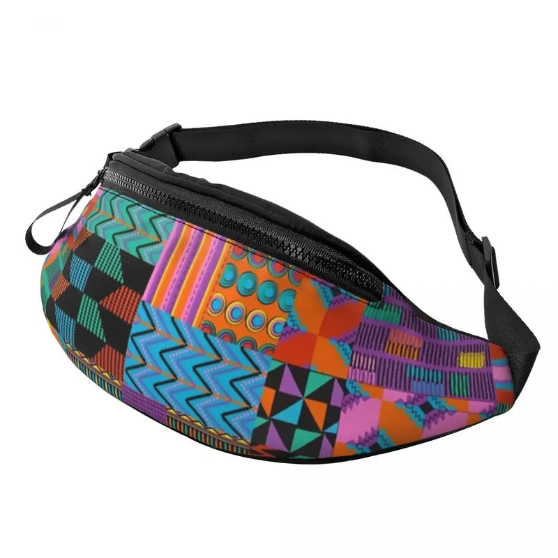 Colorful African Tribal Pattern Fanny Pack for Men Women Africa Ankara Print Crossbody Waist Bag Traveling Phone Money Pouch