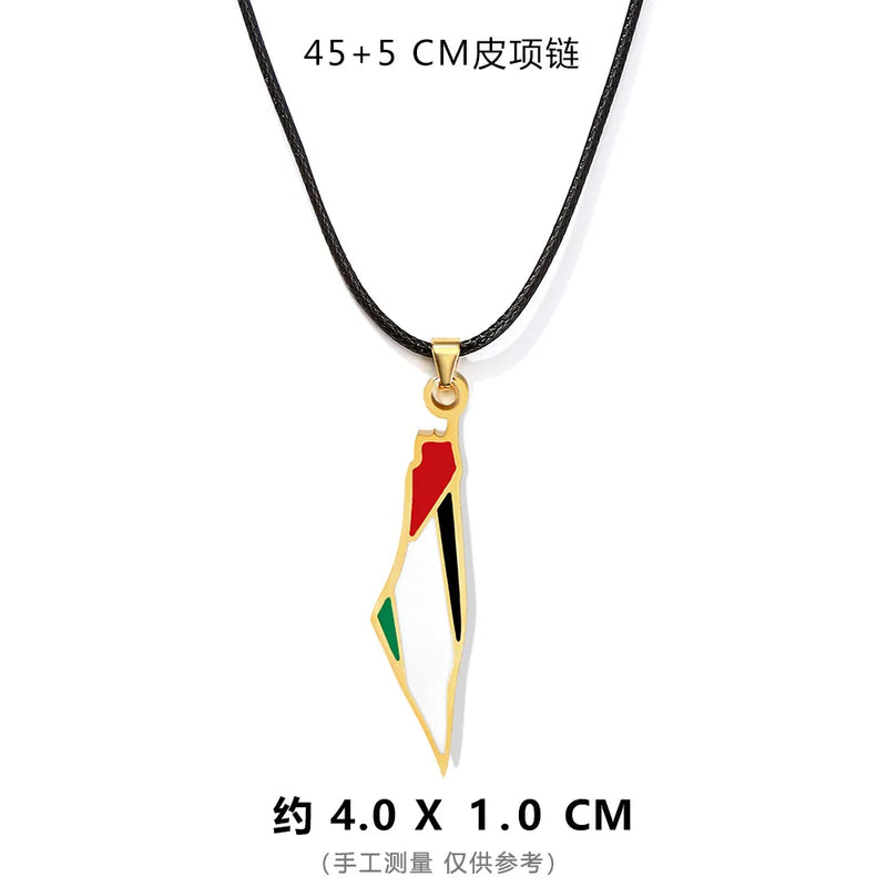 Meetvii Ethnic Free Arabic Fist Map Drop Glue Pendant Necklaces Personalized African Symbol Rope Chain Neck Jewelry Women Men