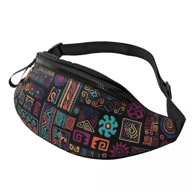 Colorful African Tribal Pattern Fanny Pack for Men Women Africa Ankara Print Crossbody Waist Bag Traveling Phone Money Pouch