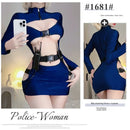 Trajes exóticos lingerie sexy boate feminino uniforme da polícia duplo zíper livre aberto virilha cospaly outfit sexy saia vestido
