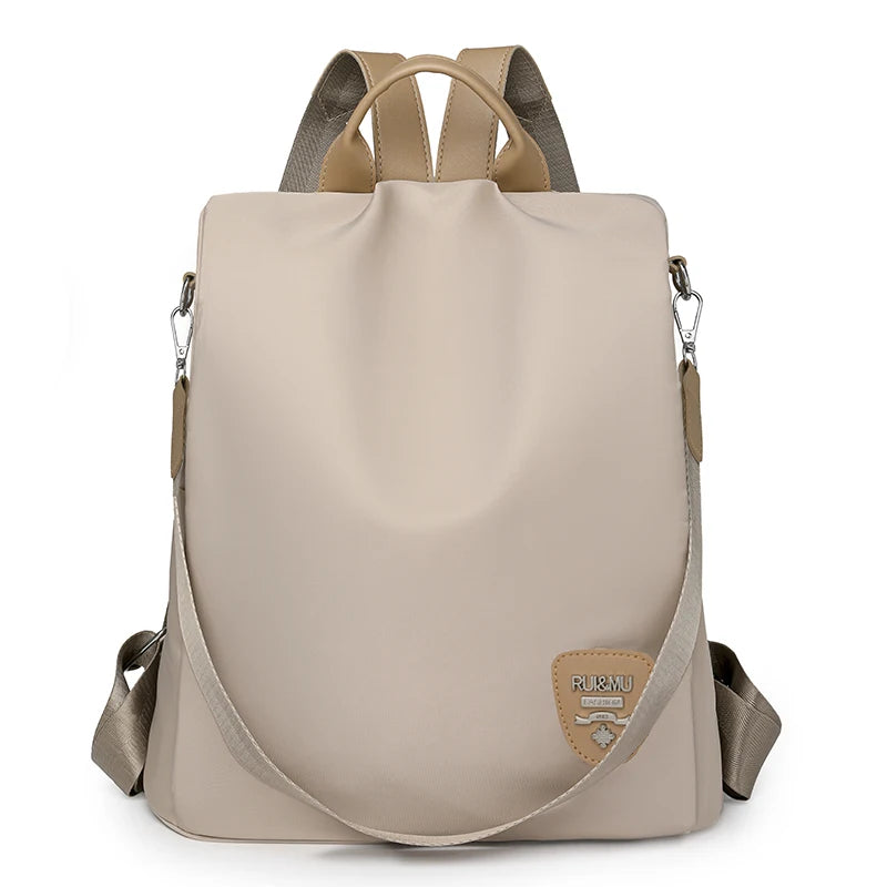 New Multi Functional Womens Backpack Large Capacity Nylon Material Women Anti Theft Bookbag Trendy Retro Female Shoulder Bag Sac