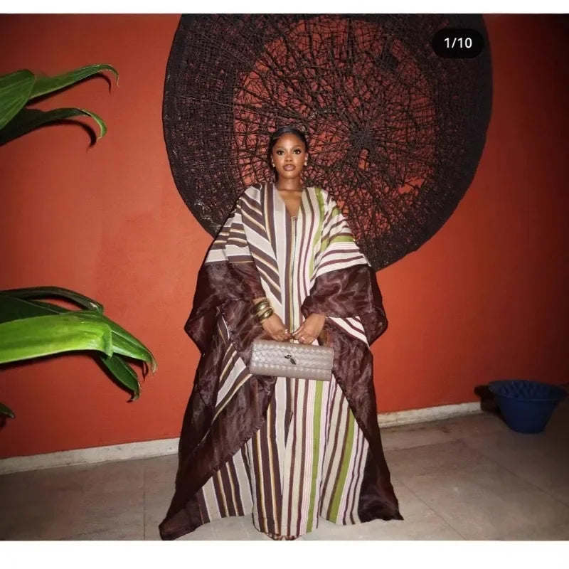 Dashiki African Dresses for Women Summer Fashion African V-neck Long Sleeve Plus Size Long Maxi Dress Kaftan Abaya Dress Outfits