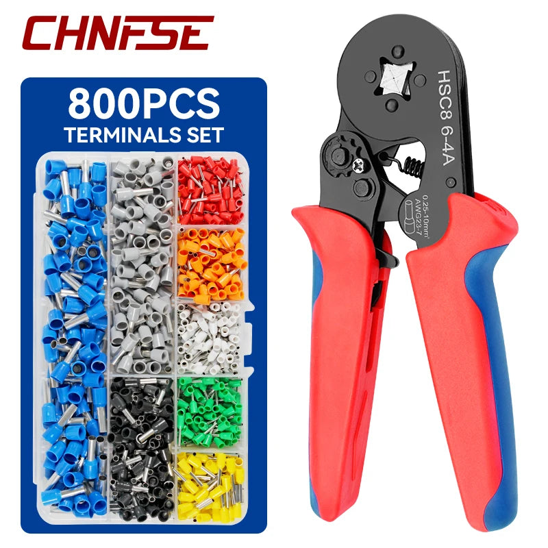 Ferramentas de crimpagem terminais tubulares, mini-Alicadores elétricos, conjuntos de braçadeiras, HSC8, 6-4, 6-6, 0,25-10 mm², 23-7AWG, 6-6, 0,25-6 mm²