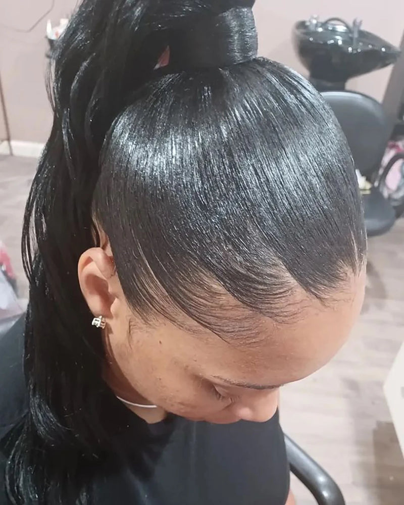 Onda de água extensões de cabelo humano desenhar corda rabos de cavalo kinky encaracolado virgem grampo de cabelo humano na extensão de rabo de cavalo para preto