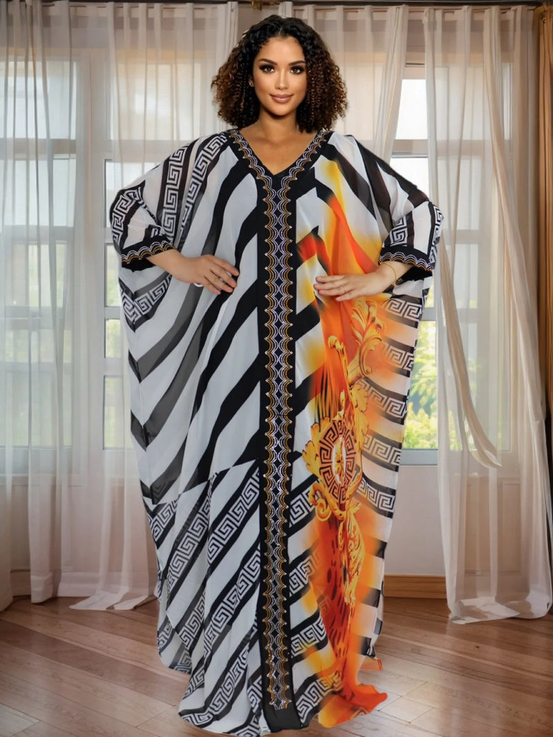 Plus size solto casual moda boho maxi vestido férias roupas kaftan vestidos de festa