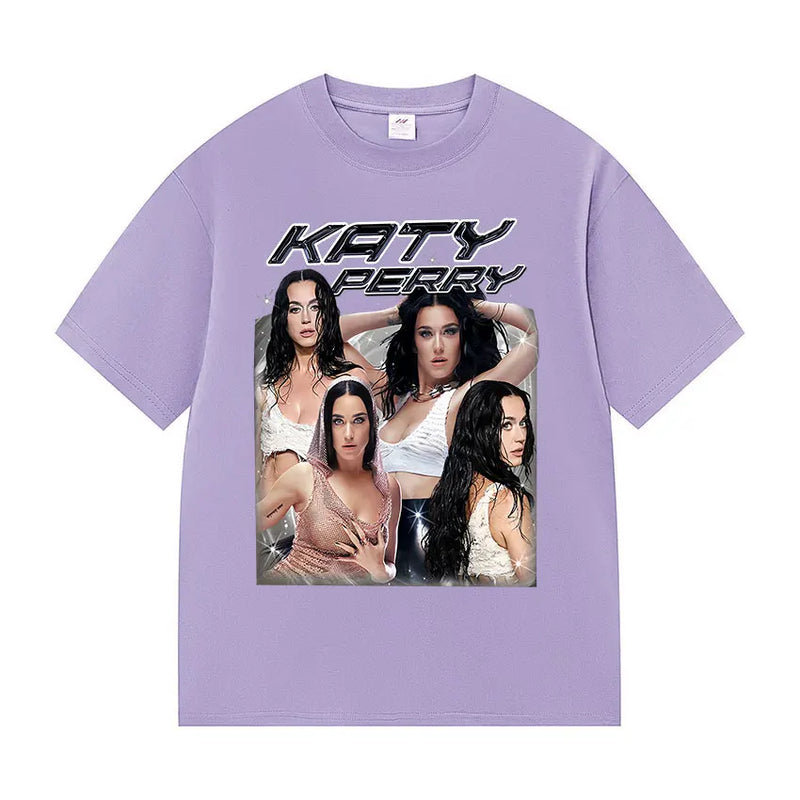 Singer Katy Perry The Lifetimes Tour 2025 Graphic T-Shirt Men Women's Fashion Harajuku T-Shirts Vintage Oversized Cotton T Shirt