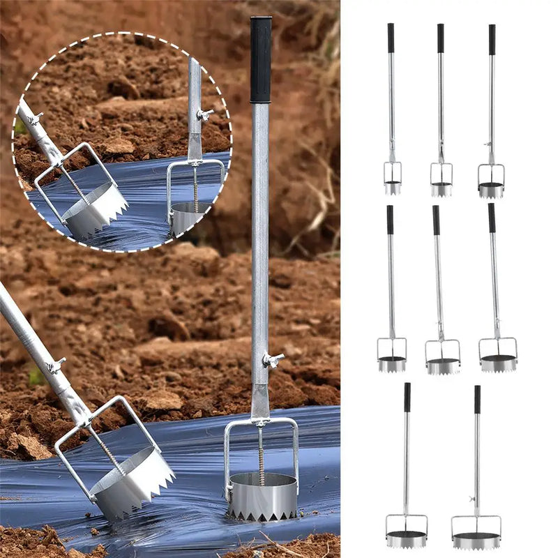 Perfurador de filme de estufa de metal durável, ferramenta de punção de filme plástico, plantio e transplante de vegetais, disjuntor de filme agrícola