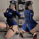 Trajes exóticos lingerie sexy boate feminino uniforme da polícia duplo zíper livre virilha aberta cospaly outfit saia sexy